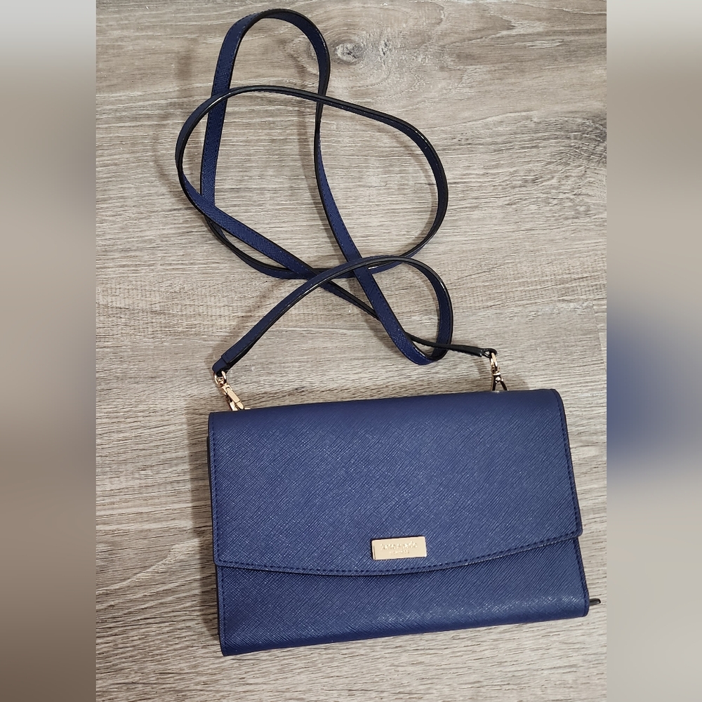 Kate Spade Blue Crossbody Bag with Gold Hardware